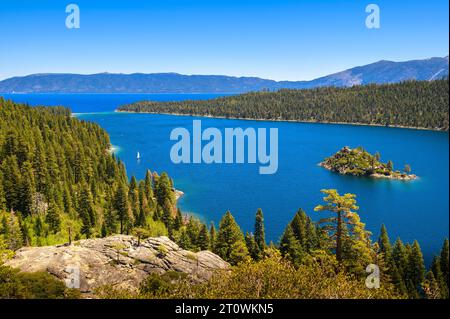 Fannette Island e Emerald Bay di Lake Tahoe, California Foto Stock