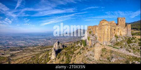 Vista dall'alto del Castillo de Loarre. Provincia di Huesca. Aragon. Spagna Foto Stock