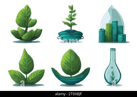 Un mazzo di fiori colorati e fiori su un semplice sfondo bianco Illustrazione Vettoriale