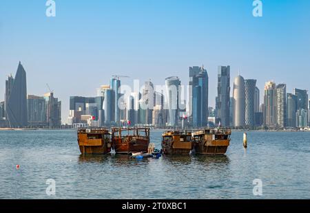 Skyline di West Bay, al Dafna, Doha, Qatar Foto Stock