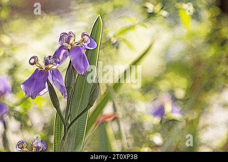 Iris Germanica su sfondo naturale Foto Stock