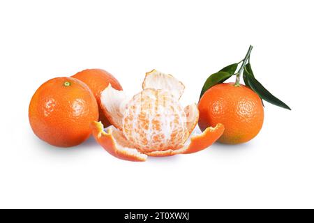 Tangerini isolati su sfondo bianco Foto Stock