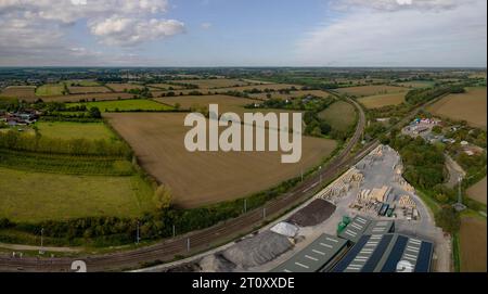 Una vista aerea di Haughley Junction a Suffolk, Regno Unito Foto Stock