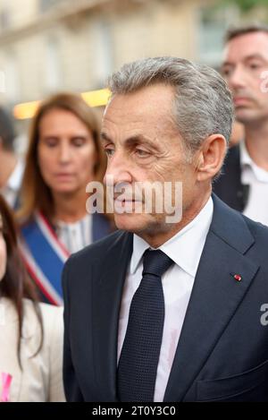 Les parisiens solidaires avec Israël ont marché entre la Place victor Hugo et celle du Trocadéro.De nombreux politiciens se trouvaient dans le cortège Foto Stock