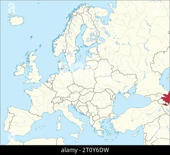 Mappa delle località DELLA REPUBBLICA DELL'AZERBAIGIAN, EUROPA Illustrazione Vettoriale