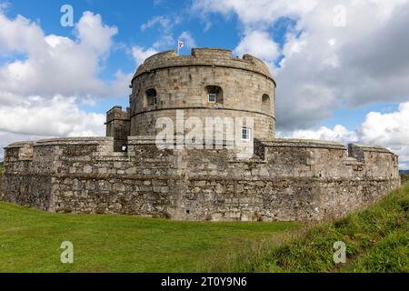 Castello di Pendennis Falmouth costruito dal re Enrico V111 per proteggere contro gli imperi francesi, spagnoli e romani sacri, Cornovaglia, Inghilterra, U Foto Stock