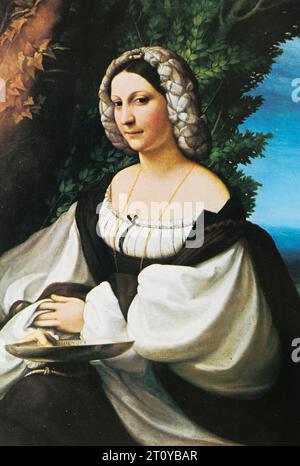 Ritratto di una donna di Antonio Allegri da Correggio (1489-1534) - immagine da cartolina a mezzitoni. Foto Stock