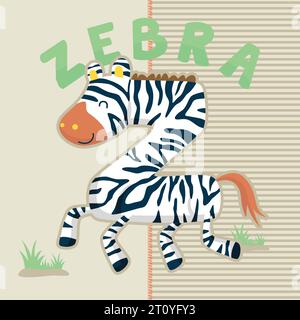Illustrazione vettoriale della zebra dei cartoni animati nella forma lettera Z Illustrazione Vettoriale