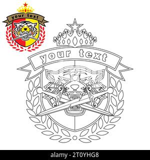 animale,distintivo,palla,banner,libro,canino,carnivore,cartone animato,gatto,club,colore,colorazione,contorno,morte,design,educazione,emblema,fuoco,fiamma,calcio,grafica,testa, Illustrazione Vettoriale
