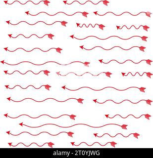 Frecce linea nera frecce disegnate dalla raccolta. Impostare frecce semplici isolate su sfondo bianco. Icone dei contrassegni a freccia. Vernice freccia - vettore di stock. Illustrazione Vettoriale