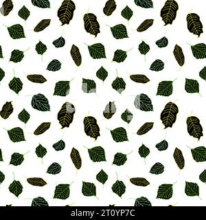 Disegno vettoriale senza cuciture di foglie autunnali di betulla, quercia, acero, frassino Illustrazione Vettoriale