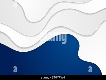 Il white paper ondeggia il design vettoriale aziendale su sfondo blu scuro Illustrazione Vettoriale