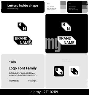 Modello monocromatico per il branding creativo della consulenza IT Illustrazione Vettoriale