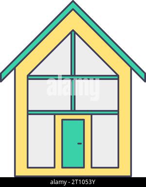 Smart casa icona casa costruzione vettoriale contorno Illustrazione Vettoriale