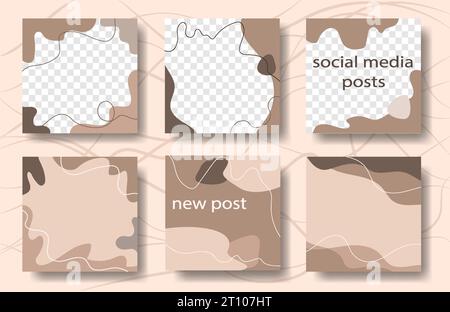 Progettare sfondi per banner di social media. Set di modelli di cornice per post instagram. Copertura vettoriale. Mockup per blog personali o negozi. Layout per Illustrazione Vettoriale