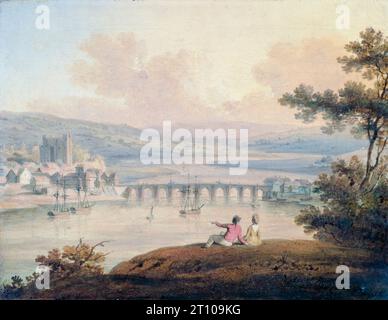 Rochester, quadro paesaggistico ad olio su tela di Edward Dayes, 1799 Foto Stock