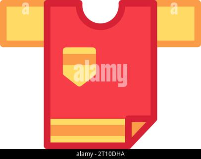 Icona di colore piatto della T-shirt a manica corta. Abbigliamento e scarpe casual. Guardaroba per un look moderno e alla moda. Simbolo vettoriale semplice isolato su W. Illustrazione Vettoriale