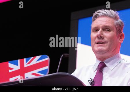Londra, Regno Unito. 10 ottobre 2023. Il leader del partito laburista Keir Starmer parla durante la conferenza del partito laburista a Liverpool. Crediti: GaryRobertsphotography/Alamy Live News Foto Stock