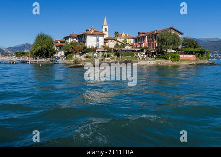 Isola dei pescatori, nota anche come Isola superiore, parte delle Isole Borromee nel Lago maggiore, Italia settentrionale, Europa Foto Stock