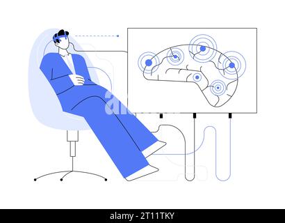 Interfaccia cervello-computer, concetto astratto illustrazione vettoriale. Illustrazione Vettoriale