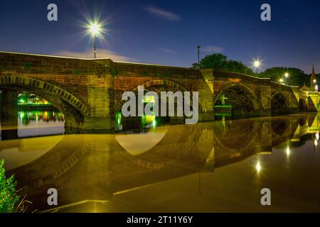 Penwortham Old Bridge, Preston, Lancashire Foto Stock