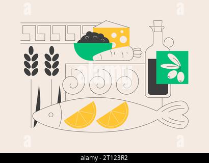 Illustrazione vettoriale del concetto astratto della dieta mediterranea. Illustrazione Vettoriale