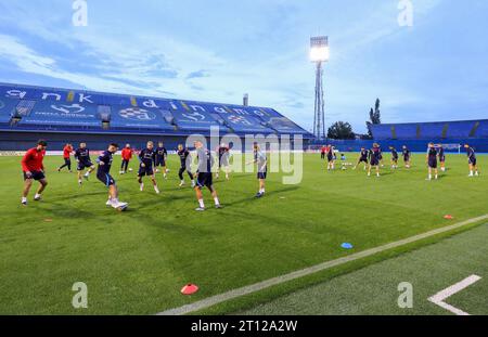 Zagabria, Croazia. 10 ottobre 2023. Giocatori croati durante una sessione di allenamento allo stadio Maksimir il 10 ottobre 2023 a Zagabria, Croazia. La Croazia giocherà contro Turchia e Galles nelle qualificazioni a Euro 2024. Foto: Jurica Galoic/PIXSELL credito: Pixsell/Alamy Live News Foto Stock