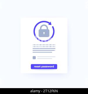 modulo di reimpostazione della password con pulsante e design dell'interfaccia utente vettoriale Illustrazione Vettoriale