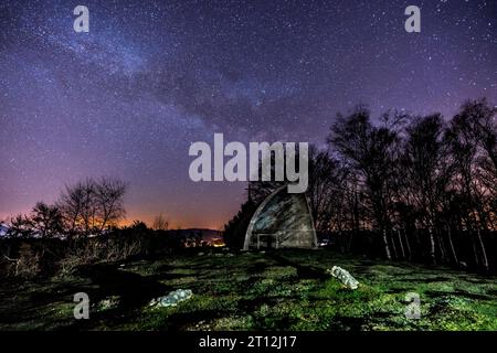 Via Lattea nel bellissimo eremo di Agina, Navarra Foto Stock