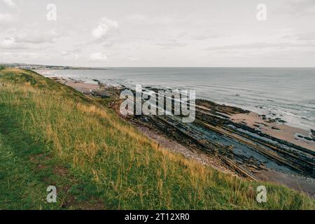 Cocklawburn Beach from the Dunes, una spiaggia rurale all'interno della Northumberland Coast area di straordinaria bellezza naturale. Foto di alta qualità Foto Stock