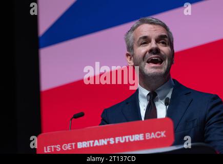 Oliver James Coppard , politico britannico della cooperativa laburista, sindaco del South Yorkshire, Conferenza laburista del 2023. Immagine: Garyroberts/worldwidefeatures.com Foto Stock