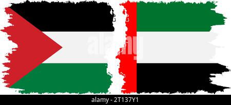 Emirati Arabi Uniti e Palestina bandiere grunge connessione, vettore Illustrazione Vettoriale