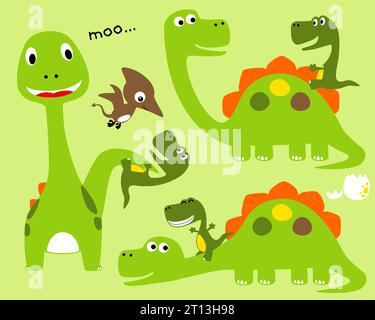 Set vettoriale di cartoni animati di dinosauri Illustrazione Vettoriale