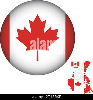 Vettore a forma rotonda bandiera Canada Illustrazione Vettoriale