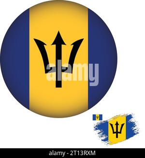 Bandiera Barbados forma rotonda Illustrazione Vettoriale