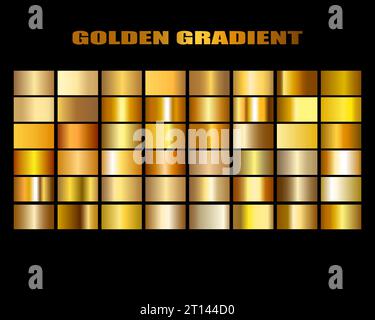 Set di gradienti oro. Collezione Golden Squares. illustrazione. Illustrazione Vettoriale