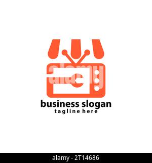 servizio di acquisto online vettore di design del logo della televisione Illustrazione Vettoriale