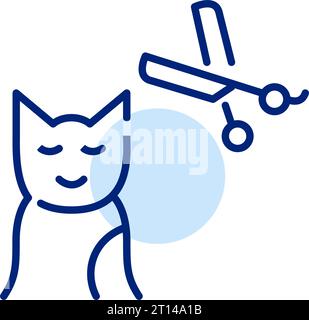 Salone di bellezza Cat. Servizi di bellezza e assistenza sanitaria per animali domestici. Icona Pixel Perfect Illustrazione Vettoriale