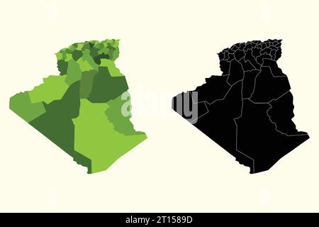 Mappa silhouette vettoriale Algeria sfondo bianco Illustrazione Vettoriale