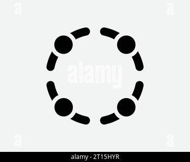 Icona Circle Teamwork Top View Community Collaboration Work Working Team Support Black White Shape Line Outline Sign Symbol EPS Vector Illustrazione Vettoriale