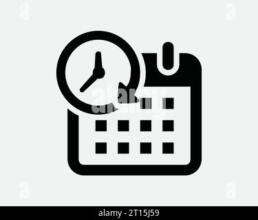 Data conto alla rovescia scheda dati pianificazione Calendario Timer Orologio promemoria Data appuntamento giorno mese icona forma bianco nero simbolo contorno linea simbolo vettore EPS Illustrazione Vettoriale