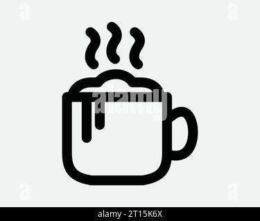 Icona delle bevande calde bevanda calda caffè al cioccolato tè tazza caffè Cappuccino ristorante negozio Coffeeeshop contorno bianco nero segno forma simbolo EPS Vector Illustrazione Vettoriale