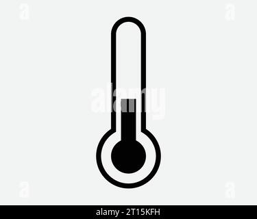Icona termometro test di misurazione della temperatura strumento di misurazione a scala fredda calda medico Nero bianco forma segno di contorno simbolo EPS Vector Illustrazione Vettoriale