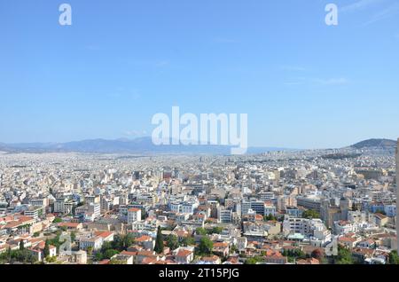 Vista di Atene dall'Acropoli, Grecia Foto Stock