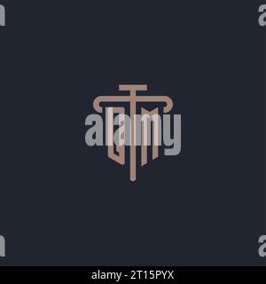 Monogramma del logo iniziale QM con vettore di design dell'icona a colonna Illustrazione Vettoriale