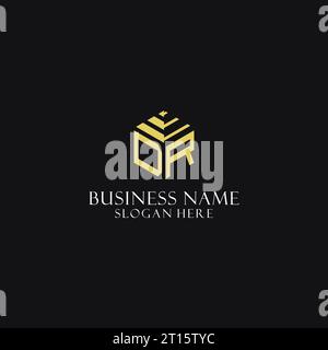 Monogramma iniziale DR con logo a forma esagonale, ispirazione creativa per il design del logo geometrico Illustrazione Vettoriale
