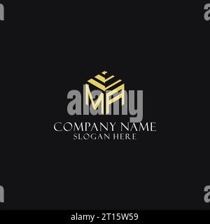 Monogramma iniziale MA con logo a forma esagonale, ispirazione creativa per il design del logo geometrico Illustrazione Vettoriale