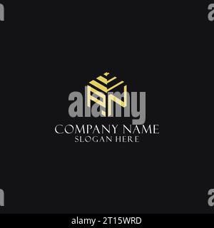 Monogramma iniziale PN con logo a forma esagonale, ispirazione creativa per il design del logo geometrico Illustrazione Vettoriale