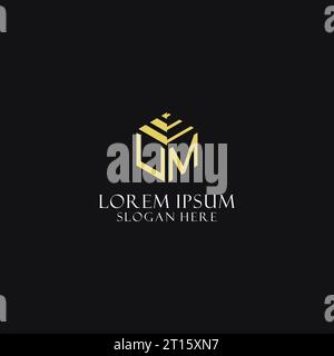 Monogramma iniziale UM con logo a forma esagonale, ispirazione creativa per il design del logo geometrico Illustrazione Vettoriale