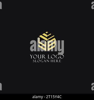 Monogramma iniziale YB con logo a forma esagonale, ispirazione creativa per il design del logo geometrico Illustrazione Vettoriale